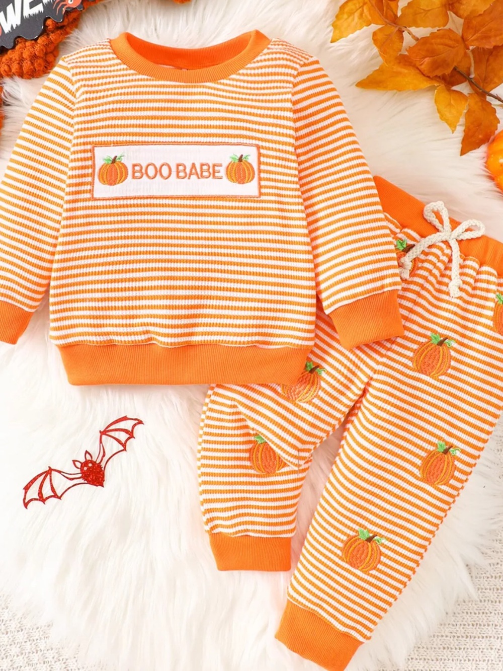 ⭐️ Kids Orange Striped Pumpkin Set